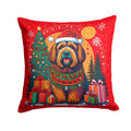 Briard Christmas Decorative Throw Pillow 14x14 Indoor Outdoor Accent Cushion, Fabric Cover with Insert for Sofa, Bed, Porch & Living Room