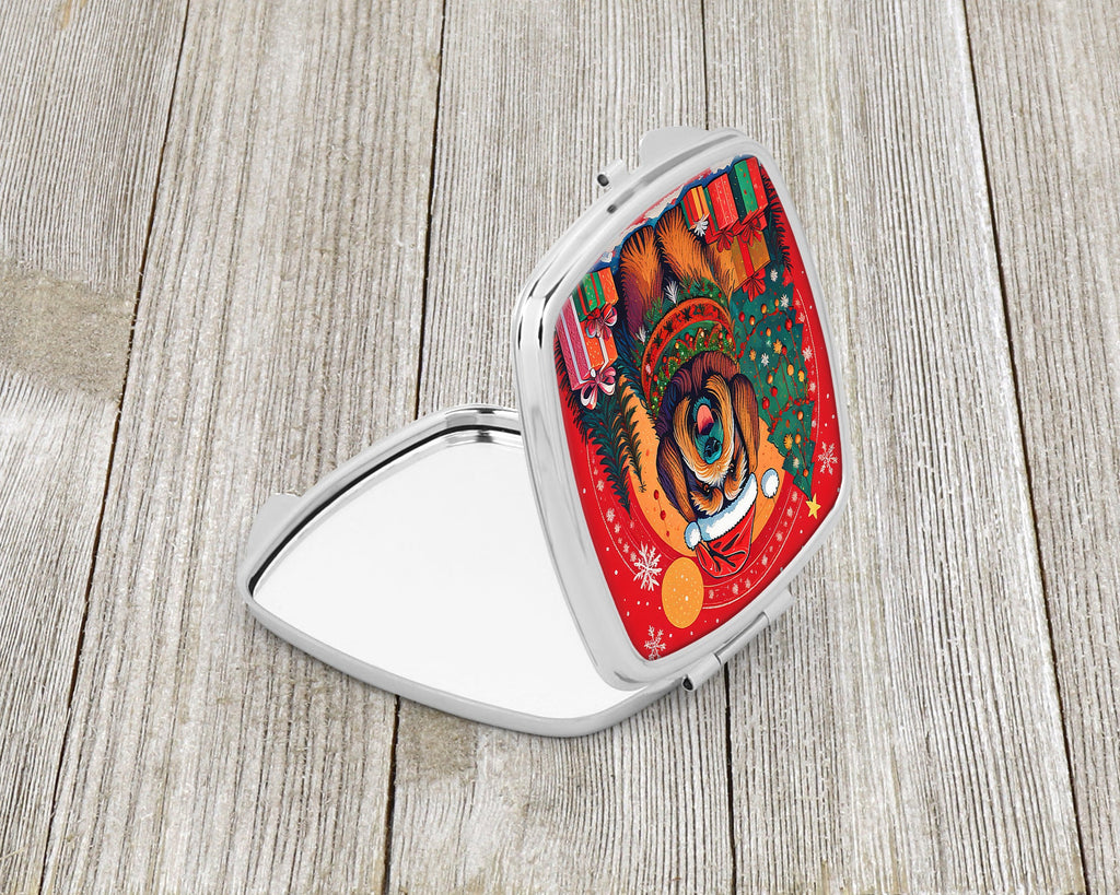 Briard Christmas Compact Mirror Decorative Travel Makeup Mirror for Women Girls Gifts Pocket Makeup Mirror Folding Handheld