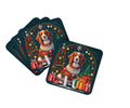 Brittany Spaniel Christmas Foam Coasters Set of 4 Cup Coasters for Indoor Outdoor, Tabletop Protection, Anti Slip, Mouse pad Material