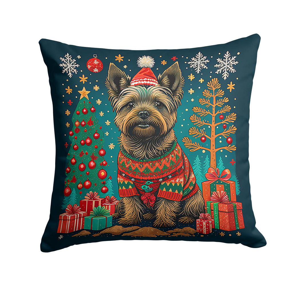 Cairn Terrier Christmas Decorative Throw Pillow 18x18 Indoor Outdoor Accent Cushion, Fabric Cover with Insert for Sofa, Bed, Porch & Living Room