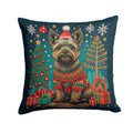 Cairn Terrier Christmas Decorative Throw Pillow 18x18 Indoor Outdoor Accent Cushion, Fabric Cover with Insert for Sofa, Bed, Porch & Living Room