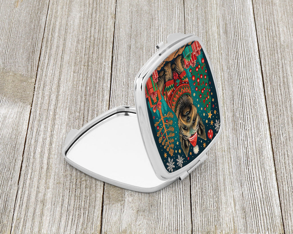 Cairn Terrier Christmas Compact Mirror Decorative Travel Makeup Mirror for Women Girls Gifts Pocket Makeup Mirror Folding Handheld