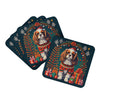 Cavalier King Charles Spaniel Christmas Foam Coasters Set of 4 Cup Coasters for Indoor Outdoor, Tabletop Protection, Anti Slip, Mouse pad Material