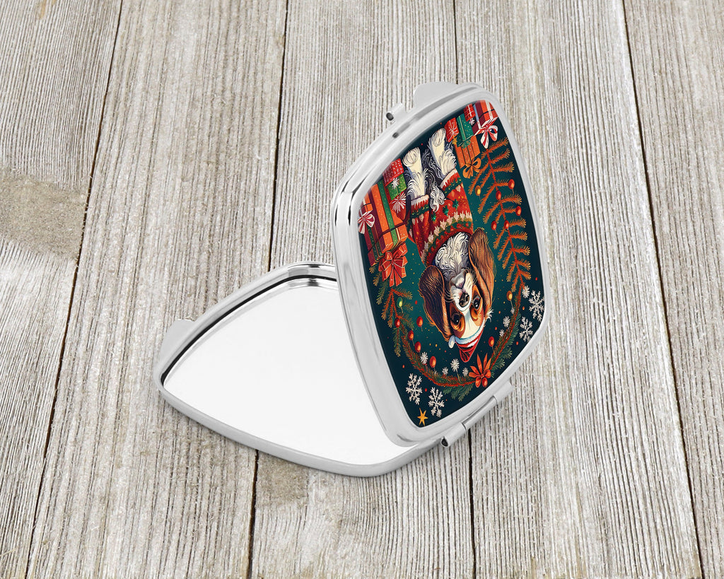 Cavalier King Charles Spaniel Christmas Compact Mirror Decorative Travel Makeup Mirror for Women Girls Gifts Pocket Makeup Mirror Folding Handheld