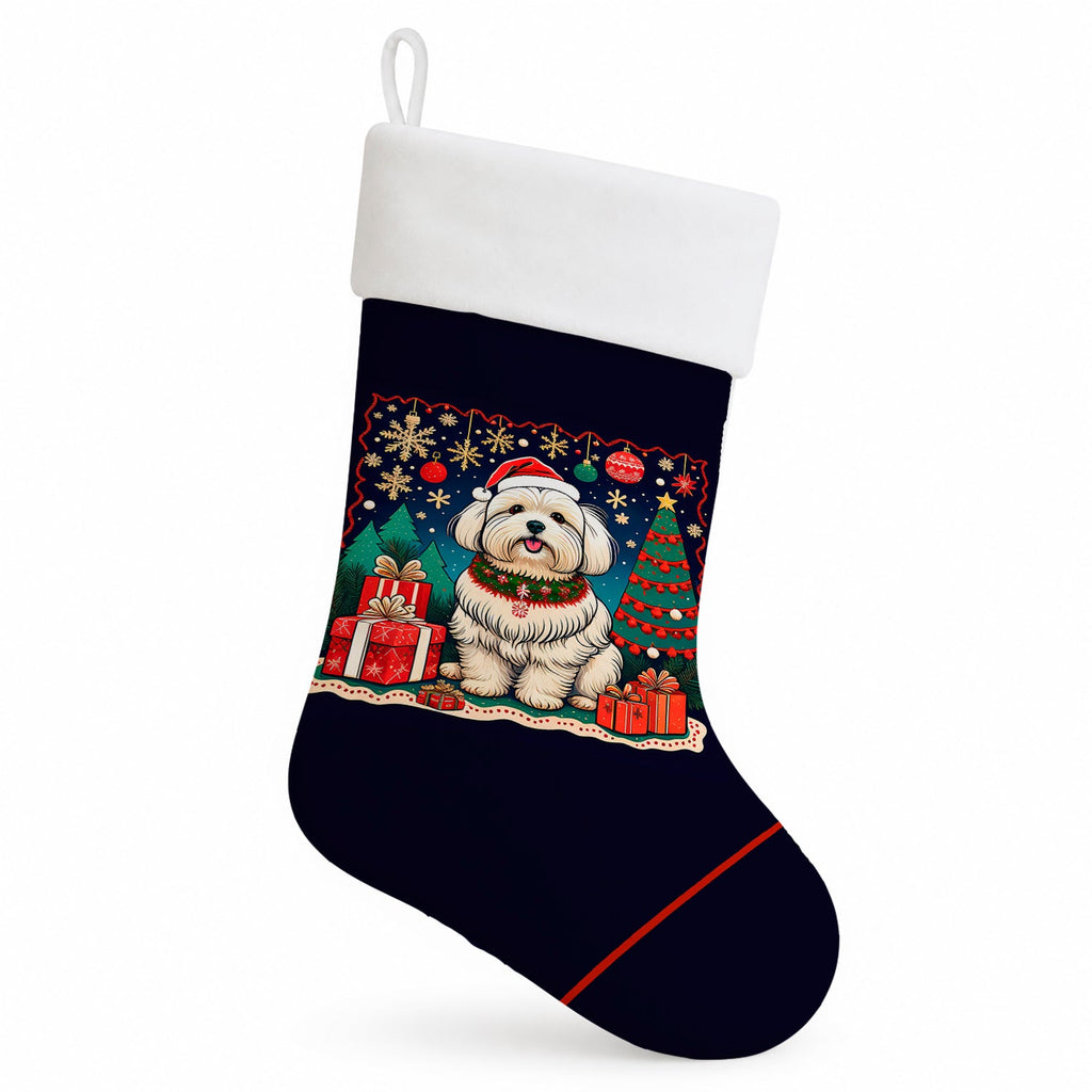 Coton De Tulear Christmas Holiday Stocking Double-Sided Print, Polyester Suede,11x18, Made in USA