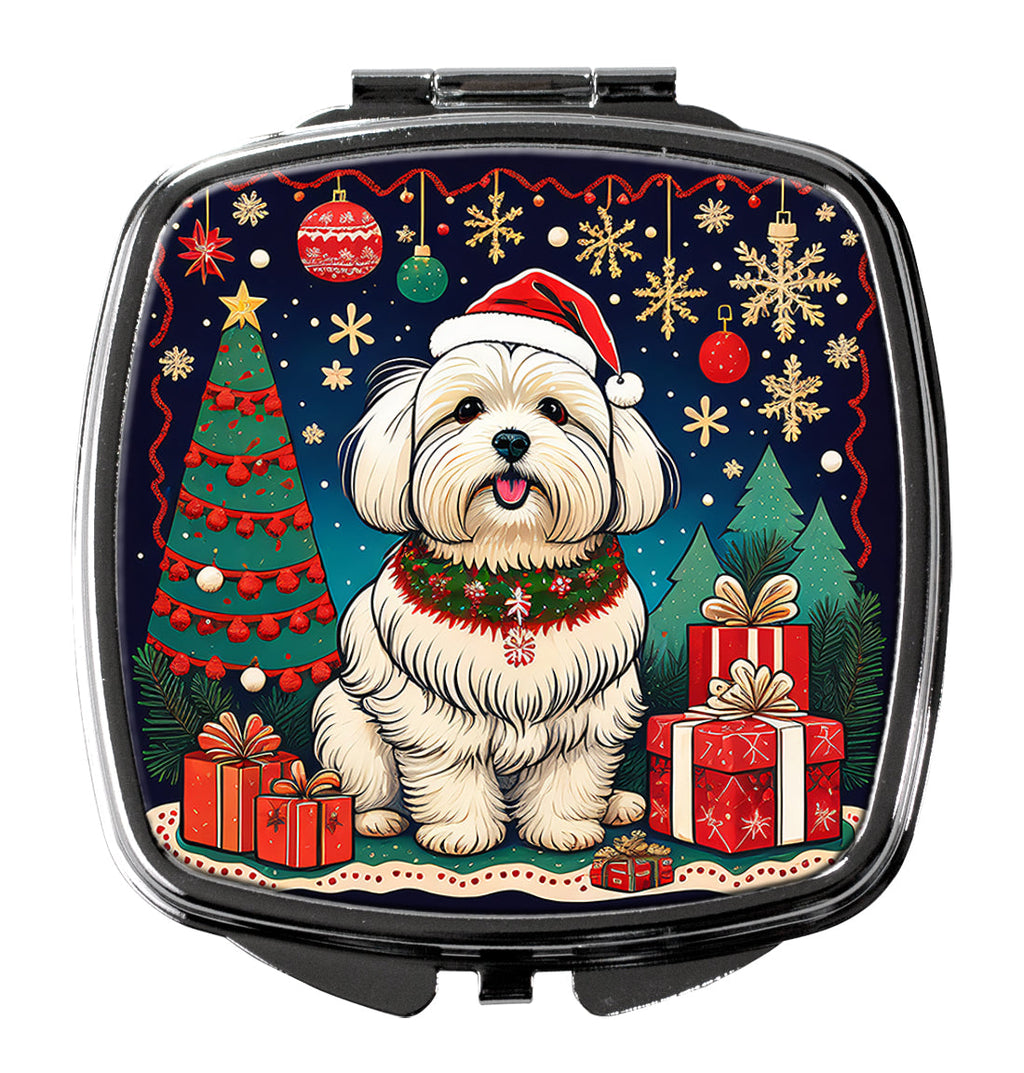Coton De Tulear Christmas Compact Mirror Decorative Travel Makeup Mirror for Women Girls Gifts Pocket Makeup Mirror Folding Handheld