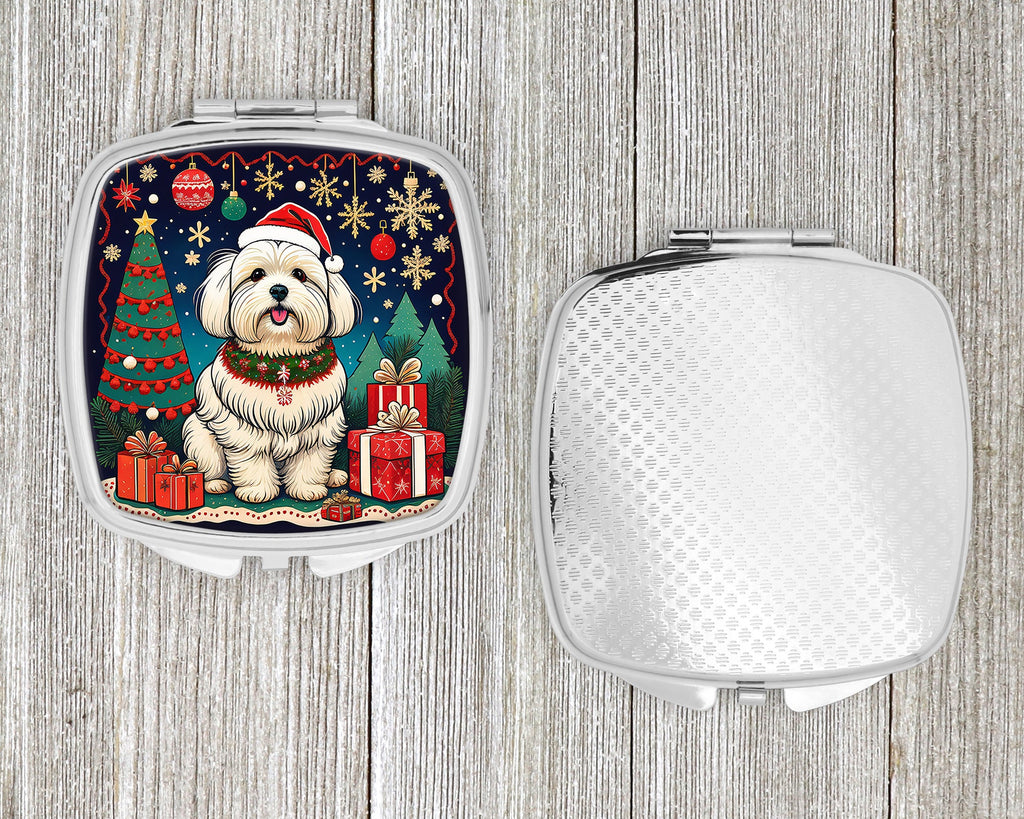 Coton De Tulear Christmas Compact Mirror Decorative Travel Makeup Mirror for Women Girls Gifts Pocket Makeup Mirror Folding Handheld