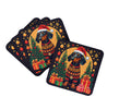 Black and Tan Dachshund Christmas Foam Coasters Set of 4 Cup Coasters for Indoor Outdoor, Tabletop Protection, Anti Slip, Mouse pad Material