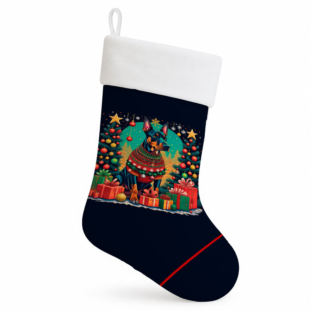 Doberman Pinscher Christmas Holiday Stocking Double-Sided Print, Polyester Suede,11x18, Made in USA