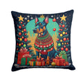 Doberman Pinscher Christmas Decorative Throw Pillow 14x14 Indoor Outdoor Accent Cushion, Fabric Cover with Insert for Sofa, Bed, Porch & Living Room