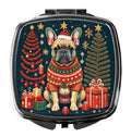Fawn French Bulldog Christmas Compact Mirror Decorative Travel Makeup Mirror for Women Girls Gifts Pocket Makeup Mirror Folding Handheld