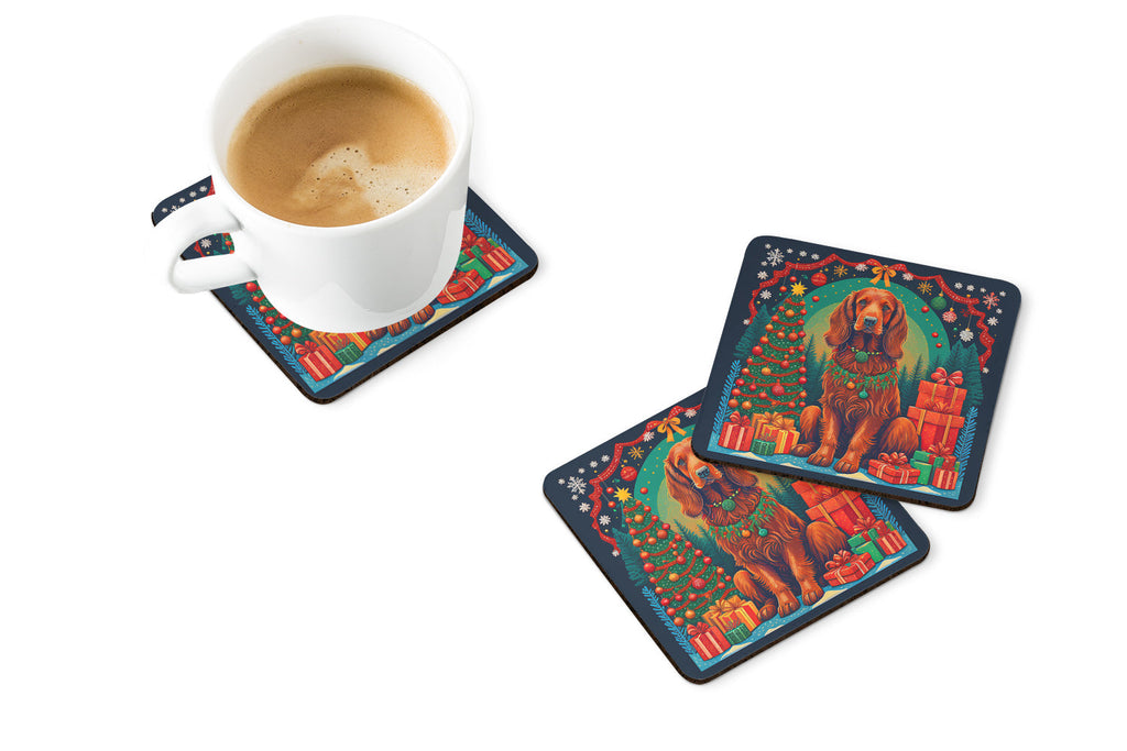Irish Setter Christmas Foam Coasters Set of 4 Cup Coasters for Indoor Outdoor, Tabletop Protection, Anti Slip, Mouse pad Material
