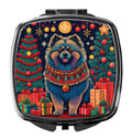 Keeshond Christmas Compact Mirror Decorative Travel Makeup Mirror for Women Girls Gifts Pocket Makeup Mirror Folding Handheld