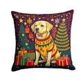 Yellow Labrador Retriever Christmas Decorative Throw Pillow 18x18 Indoor Outdoor Accent Cushion, Fabric Cover with Insert for Sofa, Bed, Porch & Living Room