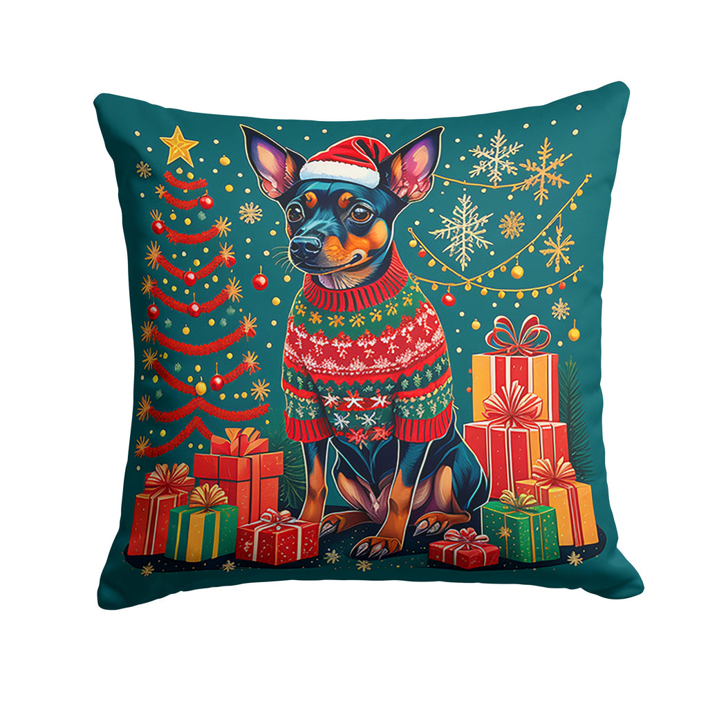 Miniature Pinscher Christmas Decorative Throw Pillow 18x18 Indoor Outdoor Accent Cushion, Fabric Cover with Insert for Sofa, Bed, Porch & Living Room
