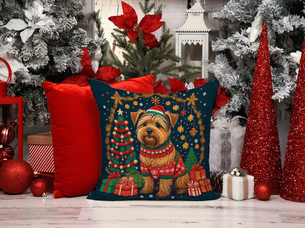 Norfolk Terrier Christmas Decorative Throw Pillow 18x18 Indoor Outdoor Accent Cushion, Fabric Cover with Insert for Sofa, Bed, Porch & Living Room