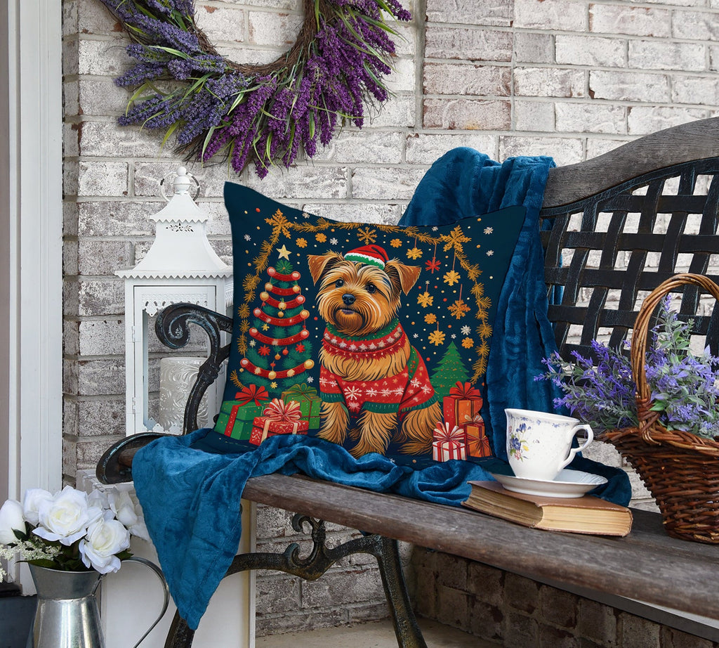 Norfolk Terrier Christmas Decorative Throw Pillow 18x18 Indoor Outdoor Accent Cushion, Fabric Cover with Insert for Sofa, Bed, Porch & Living Room