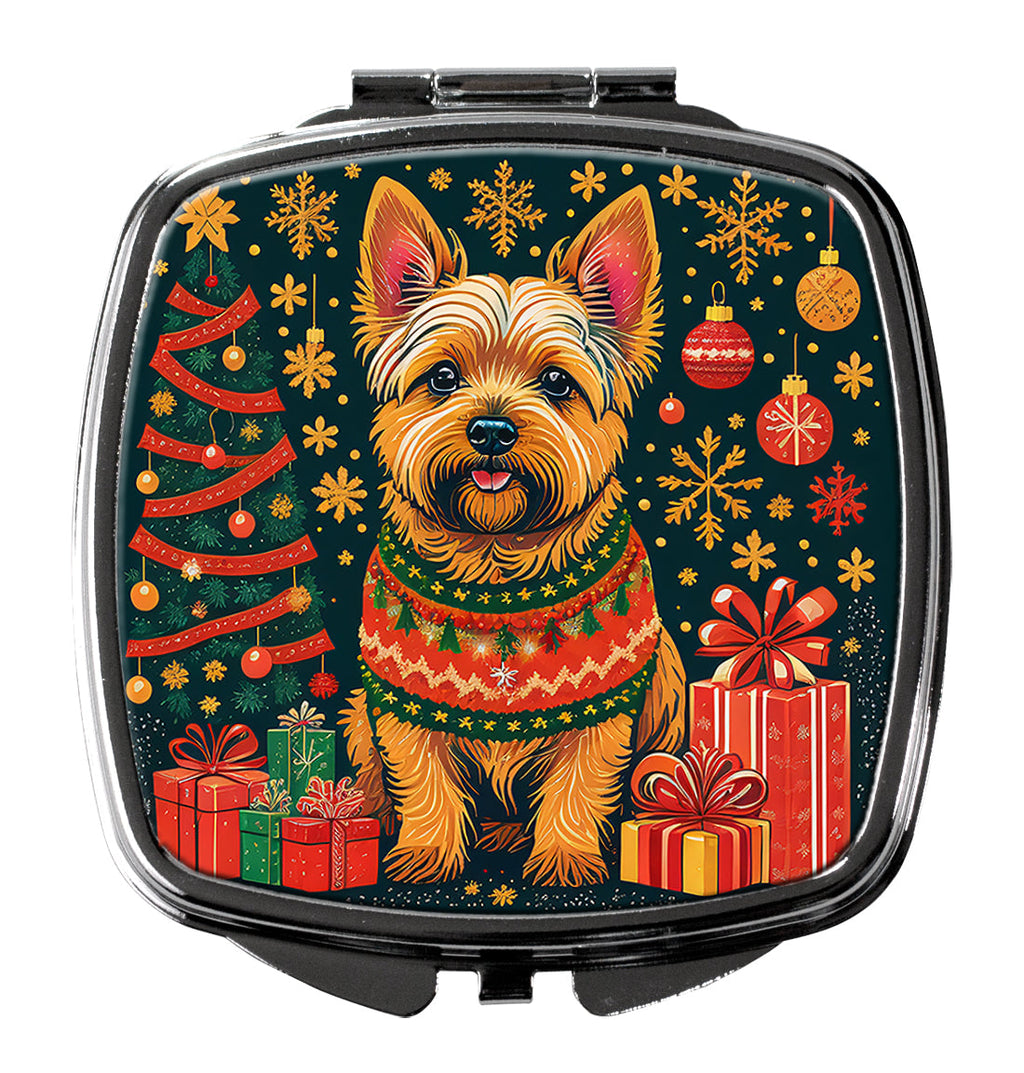 Norwich Terrier Christmas Compact Mirror Decorative Travel Makeup Mirror for Women Girls Gifts Pocket Makeup Mirror Folding Handheld