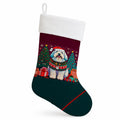 Old English Sheepdog Christmas Holiday Stocking Double-Sided Print, Polyester Suede,11x18, Made in USA