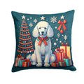 White Poodle Christmas Decorative Throw Pillow 18x18 Indoor Outdoor Accent Cushion, Fabric Cover with Insert for Sofa, Bed, Porch & Living Room
