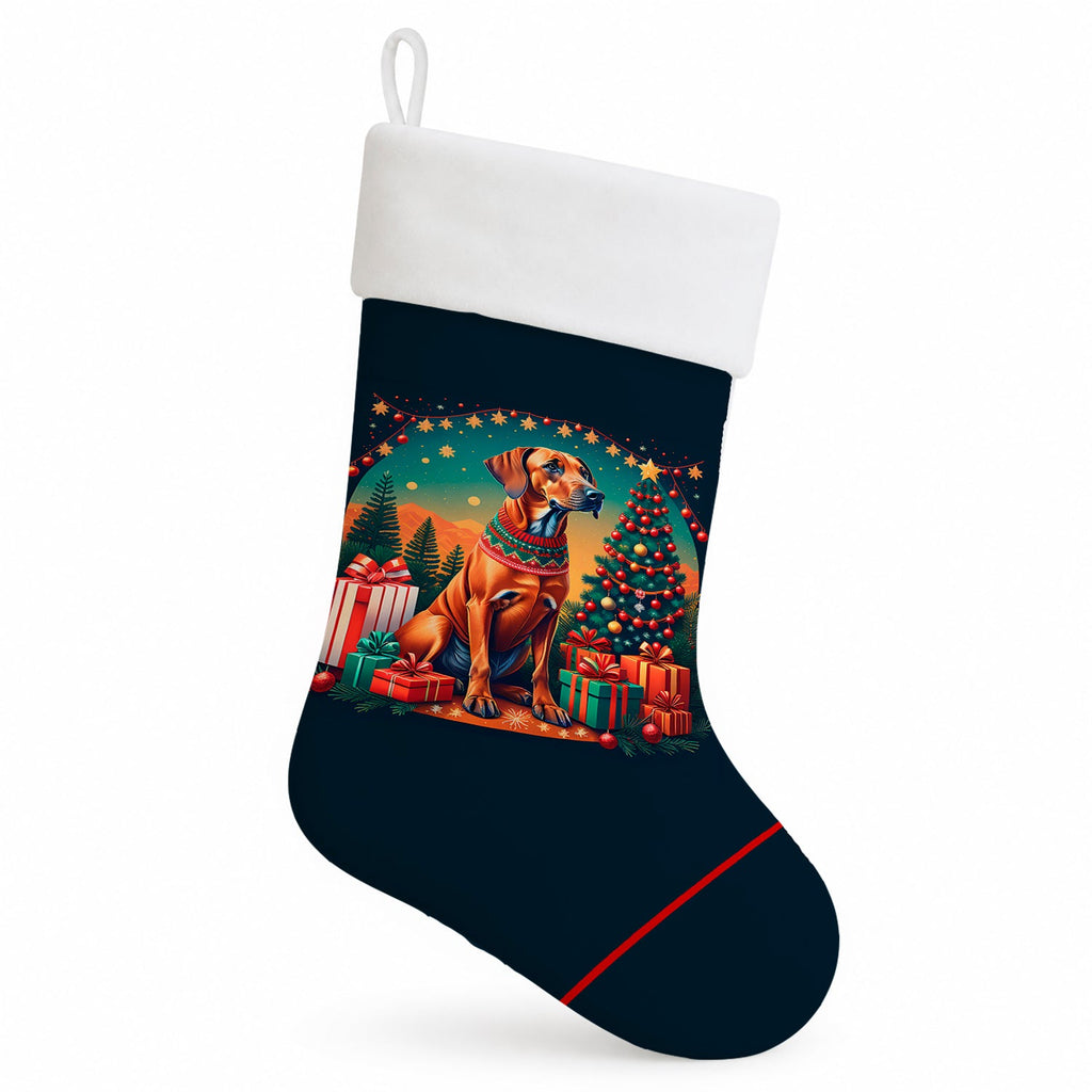 Rhodesian Ridgeback Christmas Holiday Stocking Double-Sided Print, Polyester Suede,11x18, Made in USA