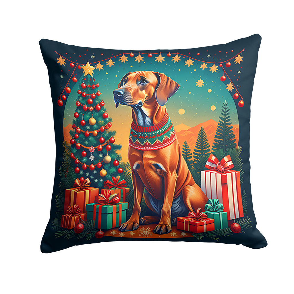 Rhodesian Ridgeback Christmas Decorative Throw Pillow 18x18 Indoor Outdoor Accent Cushion, Fabric Cover with Insert for Sofa, Bed, Porch & Living Room