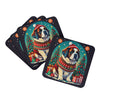 Saint Bernard Christmas Foam Coasters Set of 4 Cup Coasters for Indoor Outdoor, Tabletop Protection, Anti Slip, Mouse pad Material