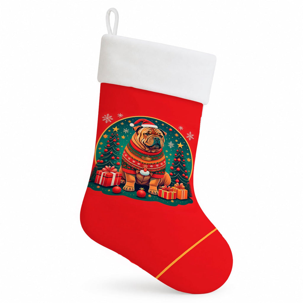 Shar Pei Christmas Holiday Stocking Double-Sided Print, Polyester Suede,11x18, Made in USA