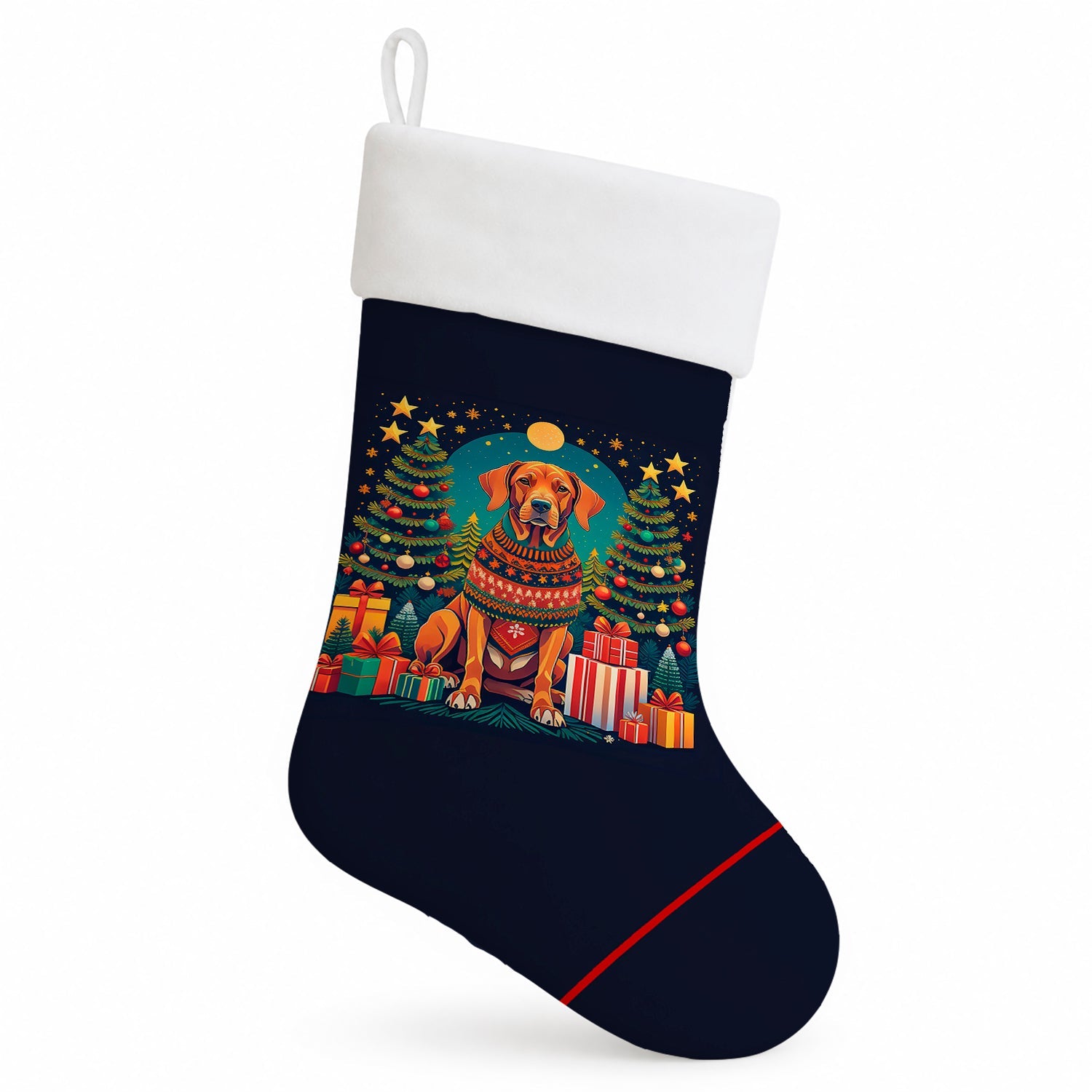 Vizsla Christmas Holiday Stocking Double-Sided Print, Polyester Suede,11x18, Made in USA