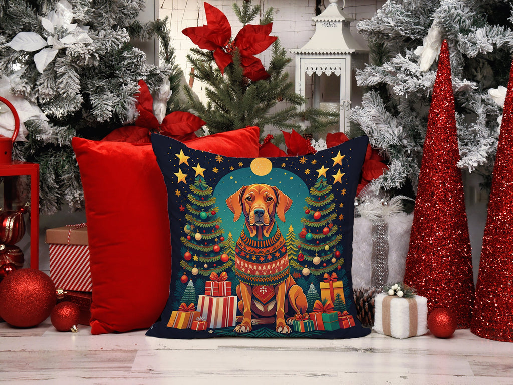 Vizsla Christmas Decorative Throw Pillow 14x14 Indoor Outdoor Accent Cushion, Fabric Cover with Insert for Sofa, Bed, Porch & Living Room