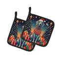 Weimaraner Christmas Pot Holder Set of 2 Heat Resistant Quilted Hot Pads 7.5 x 7.5 Inch, Insulated Kitchen Trivets for Cooking & Baking