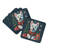 Westie Christmas Foam Coasters Set of 4 Cup Coasters for Indoor Outdoor, Tabletop Protection, Anti Slip, Mouse pad Material
