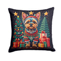 Yorkie Yorkshire Terrier Christmas Decorative Throw Pillow 14x14 Indoor Outdoor Accent Cushion, Fabric Cover with Insert for Sofa, Bed, Porch & Living Room