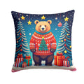 Bear Christmas Decorative Throw Pillow 18x18 Indoor Outdoor Accent Cushion, Fabric Cover with Insert for Sofa, Bed, Porch & Living Room