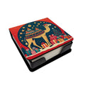 Camel Christmas PU Leather Note Paper Holder with Artist-Designed Cover, Desk Accessory, Office Gift