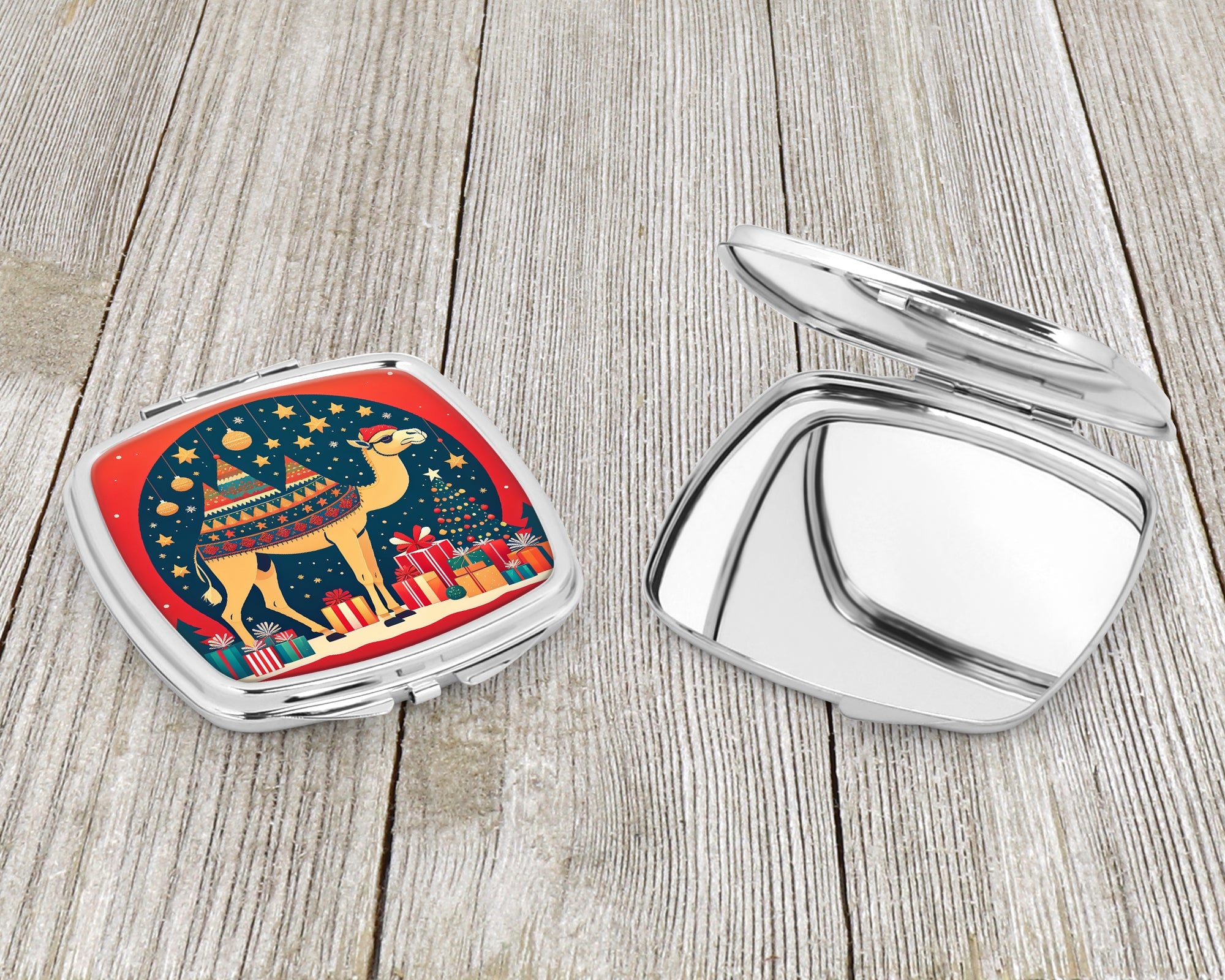Camel Christmas Compact Mirror Decorative Travel Makeup Mirror for Women Girls Gifts Pocket Makeup Mirror Folding Handheld