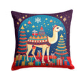 Camel Christmas Decorative Throw Pillow 18x18 Indoor Outdoor Accent Cushion, Fabric Cover with Insert for Sofa, Bed, Porch & Living Room