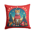 Cheetah Christmas Decorative Throw Pillow 14x14 Indoor Outdoor Accent Cushion, Fabric Cover with Insert for Sofa, Bed, Porch & Living Room