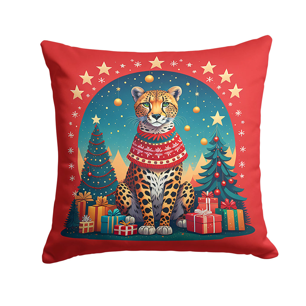 Cheetah Christmas Decorative Throw Pillow 18x18 Indoor Outdoor Accent Cushion, Fabric Cover with Insert for Sofa, Bed, Porch & Living Room