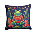 Frog Christmas Decorative Throw Pillow 18x18 Indoor Outdoor Accent Cushion, Fabric Cover with Insert for Sofa, Bed, Porch & Living Room