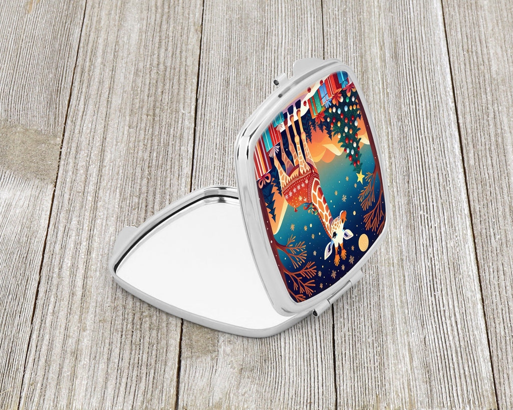 Giraffe Christmas Compact Mirror Decorative Travel Makeup Mirror for Women Girls Gifts Pocket Makeup Mirror Folding Handheld