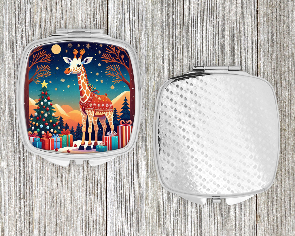Giraffe Christmas Compact Mirror Decorative Travel Makeup Mirror for Women Girls Gifts Pocket Makeup Mirror Folding Handheld