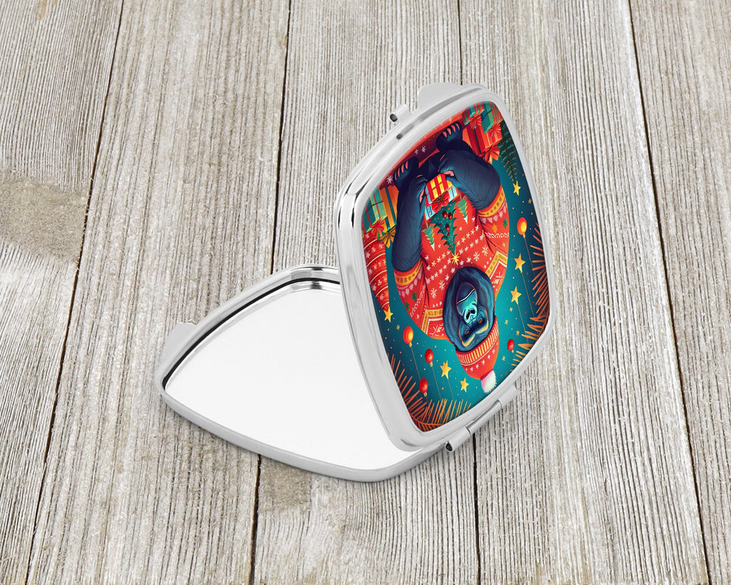 Gorilla Christmas Compact Mirror Decorative Travel Makeup Mirror for Women Girls Gifts Pocket Makeup Mirror Folding Handheld
