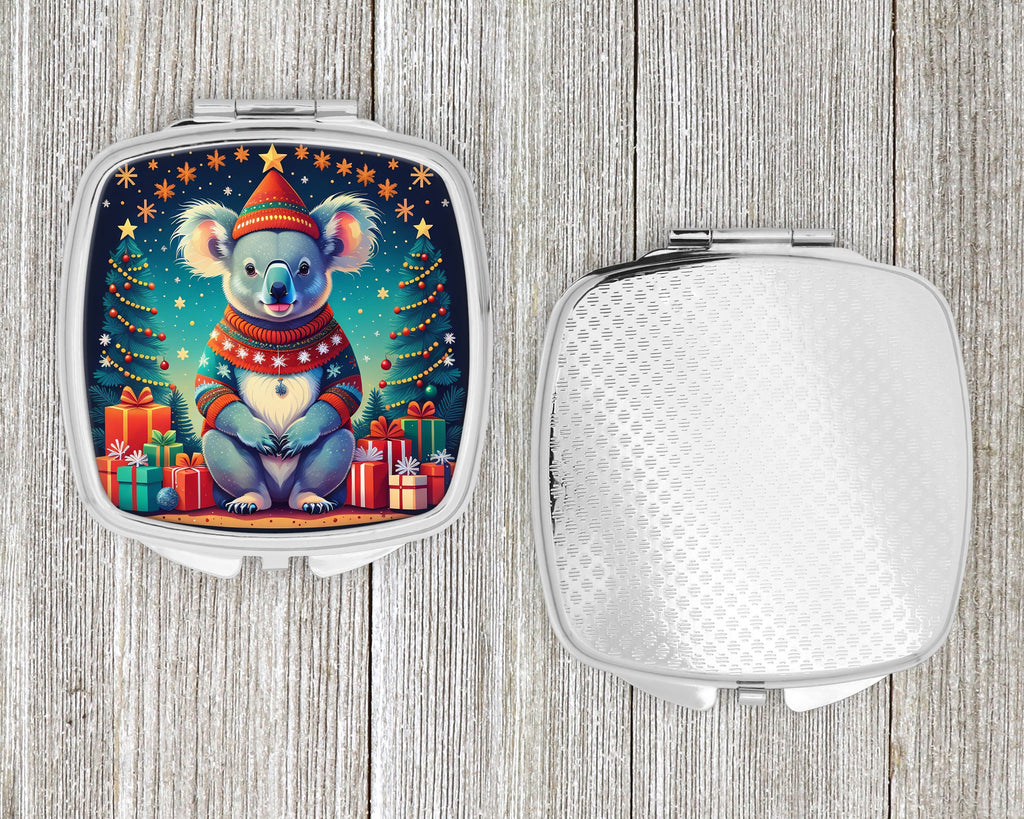 Koala Christmas Compact Mirror Decorative Travel Makeup Mirror for Women Girls Gifts Pocket Makeup Mirror Folding Handheld