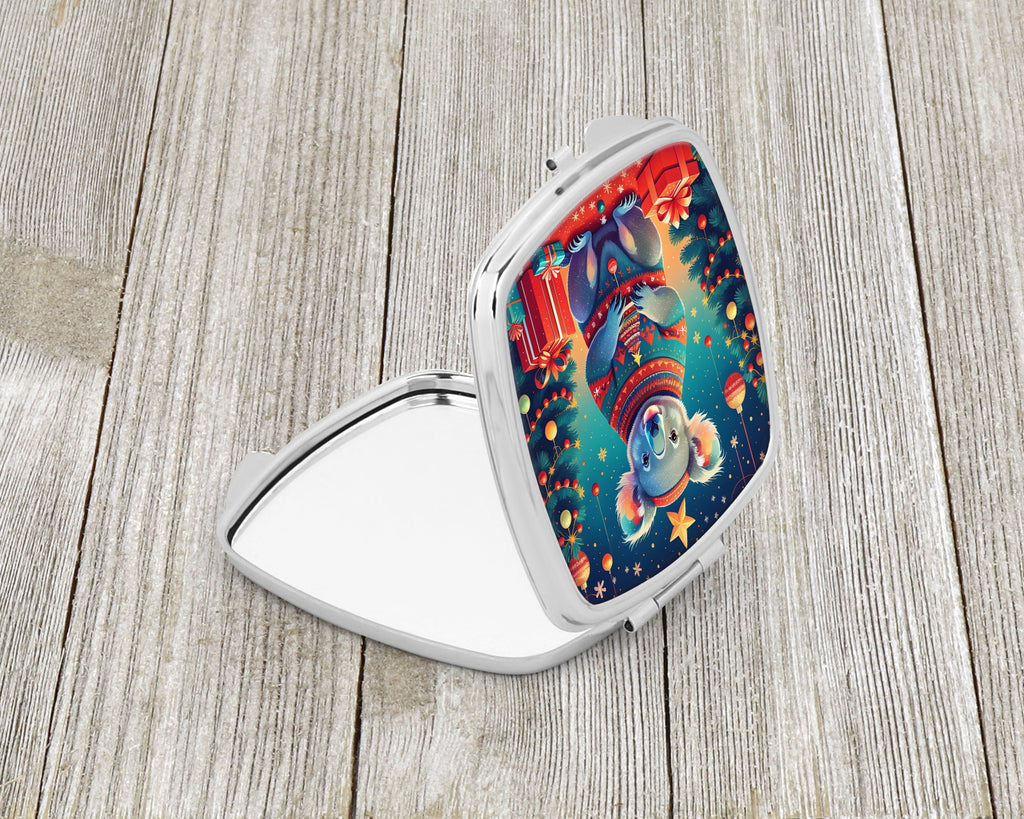 Koala Christmas Compact Mirror Decorative Travel Makeup Mirror for Women Girls Gifts Pocket Makeup Mirror Folding Handheld