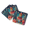 Leopard Christmas Foam Coasters Set of 4 Cup Coasters for Indoor Outdoor, Tabletop Protection, Anti Slip, Mouse pad Material