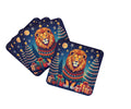 Lion Christmas Foam Coasters Set of 4 Cup Coasters for Indoor Outdoor, Tabletop Protection, Anti Slip, Mouse pad Material