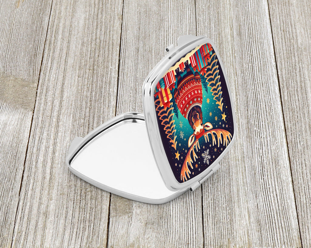 Moose Christmas Compact Mirror Decorative Travel Makeup Mirror for Women Girls Gifts Pocket Makeup Mirror Folding Handheld