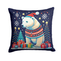 Polar Bear Christmas Decorative Throw Pillow 18x18 Indoor Outdoor Accent Cushion, Fabric Cover with Insert for Sofa, Bed, Porch & Living Room