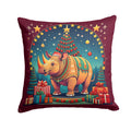 Rhinoceros Christmas Decorative Throw Pillow 18x18 Indoor Outdoor Accent Cushion, Fabric Cover with Insert for Sofa, Bed, Porch & Living Room
